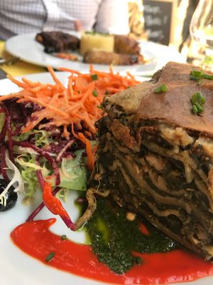 Spinach walnut lasagna  at Le Potager du Marais - Saint Paul in Paris