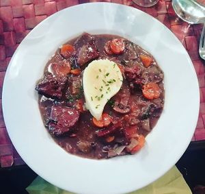 “Beef” bourguignon - where else can you even get this dish as vegan?  at Le Potager du Marais - Saint Paul in Paris