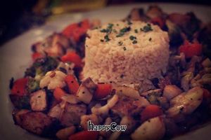 Smoked tofu with vegetables and rice in March 2013  at Le Potager du Marais - Saint Paul in Paris