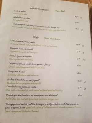 Menu at Le Potager du Marais - Saint Paul in Paris