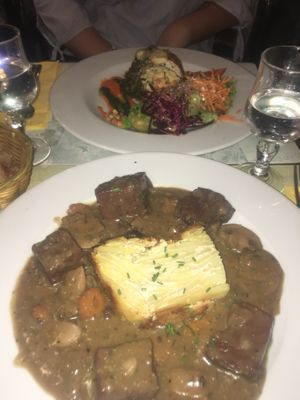 Seiten stew with potato.
Lasagna with a salad. at Le Potager du Marais - Saint Paul in Paris