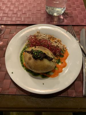 Potato dish with pesto and olive tapenade at Le Potager du Marais - Saint Paul in Paris
