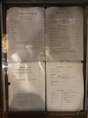 Menu, as of December 2019. at Le Potager du Marais - Saint Paul in Paris
