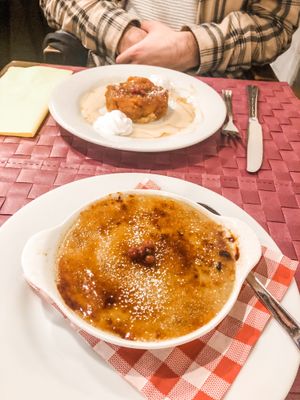 Upside down apple tarte and apricot creme brûlée  at Le Potager du Marais - Saint Paul in Paris