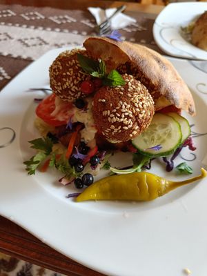 Falafel pita at Kahvila Helgas in Loviisa