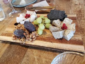 Vegan cheese board (trufado and ajo silvestre)  at Taula in Bilbao