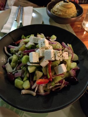 Greek salad with vegan feta at Diogenes in Athens