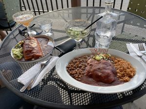 Burrito (left) and enchiladas (right). Margaritas also recommended.  at Antonio's in Taos