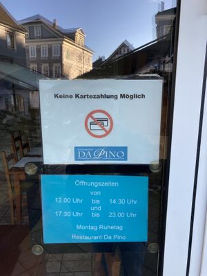 Only Cash  at RIstorante Da Pino in Schwelm