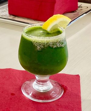 Dr Feel Good. Cilantro, lemon, garlic, pink sea salt at Good Berry Cafe in Blue Ridge