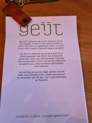 Menu at GEIJT in Ede