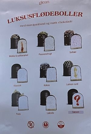 Flødeboller flavors  at Glean - Fisketorvet in Copenhagen