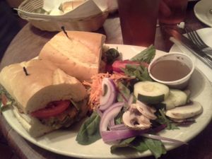 Vegano Crab Cake Sandwich at Cafe Con Leche in Newtown