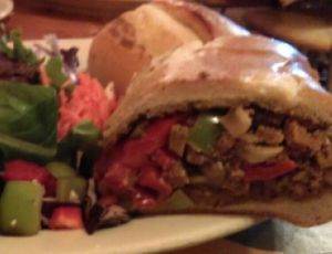 Vegan cheese steak, yummy!  at Cafe Con Leche in Newtown