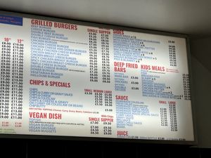 Menu inc vegan options   at Harbour Fish & Chips in Avoch