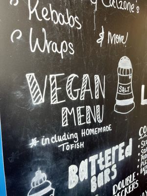 Vegan sign   at Harbour Fish & Chips in Avoch