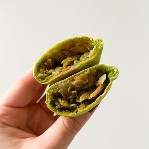 Veggie empanada from Spicyvegg  at Porto Vegan Market in Porto