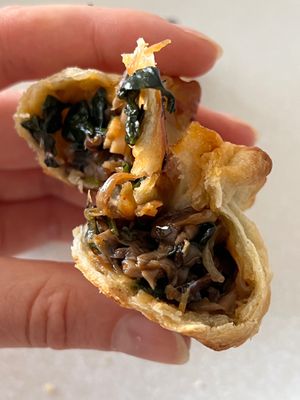 Mushroom empanada from Spicyvegg at Porto Vegan Market in Porto