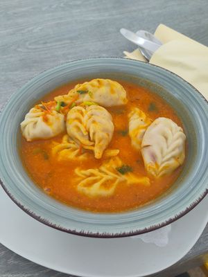Momo Jhol. Lecker, leicht scharf at Kulayan - Nepali Cuisine in Frankfurt