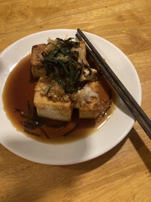 Fried tofu  at Flowers Nanobrewery  in Phnom Penh