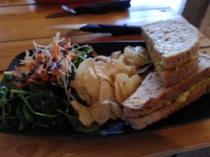 Coronation chickpea sandwich (February 2025) at Caffi Tŷ Maenan in Machynlleth