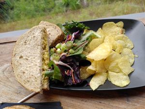 Coronation chickpea sandwich (April 2025) at Caffi Tŷ Maenan in Machynlleth