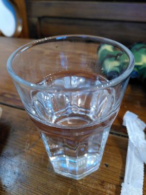 Glass of water (November 2025) at Caffi Tŷ Maenan in Machynlleth