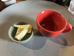 Complimentary tea and snack  at Tuk Tuk in Bangalore