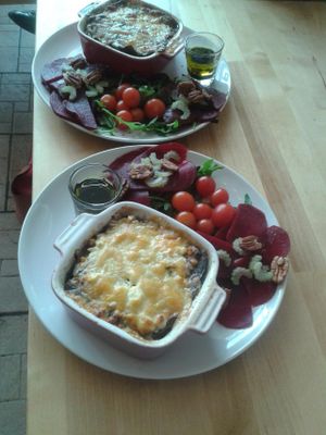 Aubergine & spinach bake at Kava in Todmorden