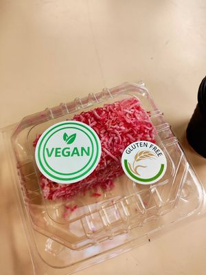 Vegan pink lamington at Orbost Bakery in Orbost