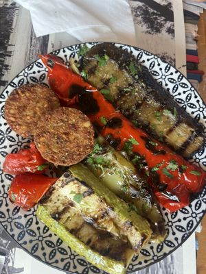 Roasted veg and falafel  at Food for the Soul  in Corfu