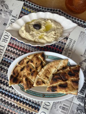 Hummus and pitta   at Food for the Soul  in Corfu