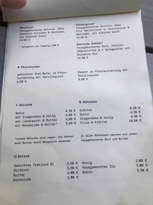 Speisekarte at Das Hoven in Berlin