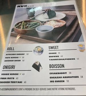 Menu at Kun Café in Paris