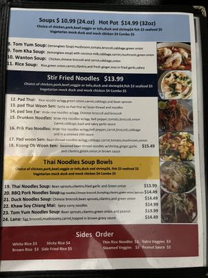 Menu   at Mon Thai Santa Fe in Denver