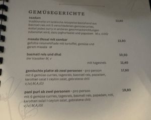 Menu  at Curry Insel in Vienna