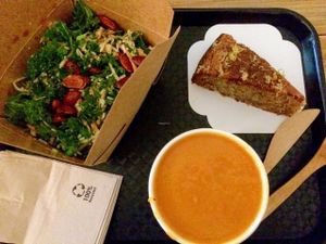 Kale salad, carrot soup, and lemon cake—all vegan! at Green Bear Coffee - La Canebiere in Marseille