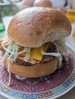 oyster mushroom burger at Kong Taiwanese Bistro in Vienna