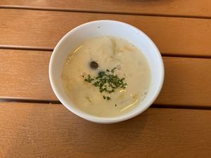 Soy milk soup   at Studio Cafe Sephiroth in Chigasaki
