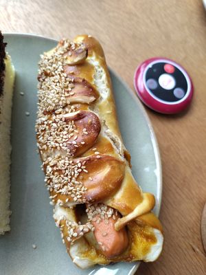 Laugen hot dog at Mommy's Cafe in Kaiserslautern