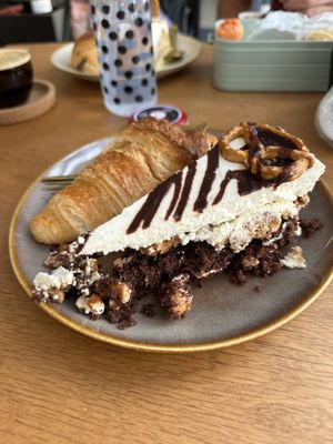Chocolate salted pretzel pie and a croissant   at Mommy's Cafe in Kaiserslautern