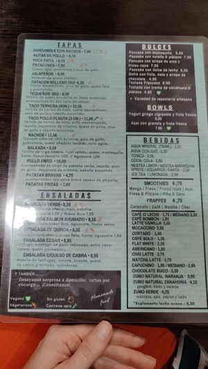 Menu at La Nonna Brunch in Figueres