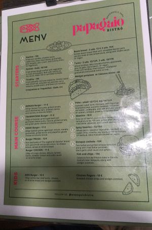 Menu at Papagaio Bistró in Redondela