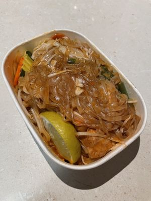 Pad thai w chick’n  at Vegan Thai-Riffic in North Lakes