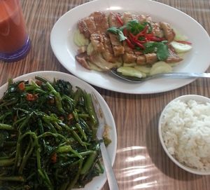 KangKong and steamed chicken. at Yuet Sum Hin 悦心轩 in Kuala Lumpur