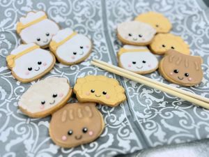 Vegan dumpling icing cookies at Bleu Neige Vegan Patisserie  in New York City
