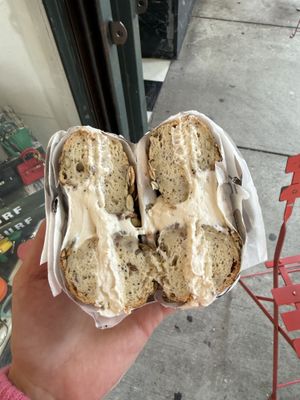 Seeded bagel with tofu cream cheese  at Modern Bread and Bagel  in New York City