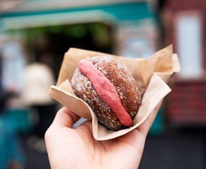 Bola de Berlim the sour cherry🤤🤤 at CAOS - O Futuro É Vegetal in Lisbon