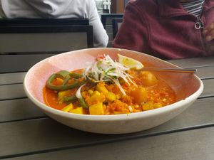 Vegetarian Paella (made vegan) at La Costanera in Half Moon Bay