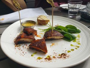 Mushroom skewer at La Costanera in Half Moon Bay